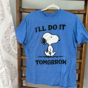 Peanuts Blue Snoopy 'I'll Do It Tomorrow' Tee